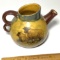 Small Pottery Watering Pitcher with Sheep Scene