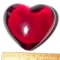 Ruby Red Art Glass Heart Paperweight