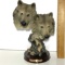 Ashley Belle Wolf Head Figure on Wood Base