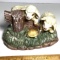 Ceramic Sheep Figurine with Turtle