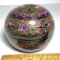 Pretty Black Lacquer Paper Mache Box with Purple Floral Design