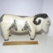Awesome Large Hand Painted Solid Wood Ram Statue