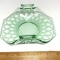 Vaseline Glass Folded Dish with Handles