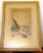 Antique Signed O.S. Weber Etching of Sailboat in Very Ornately Carved Frame Etched by C. Klackner