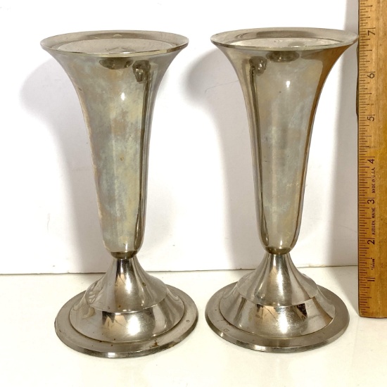 Pair of Silver Plated Candle Holders Made in India