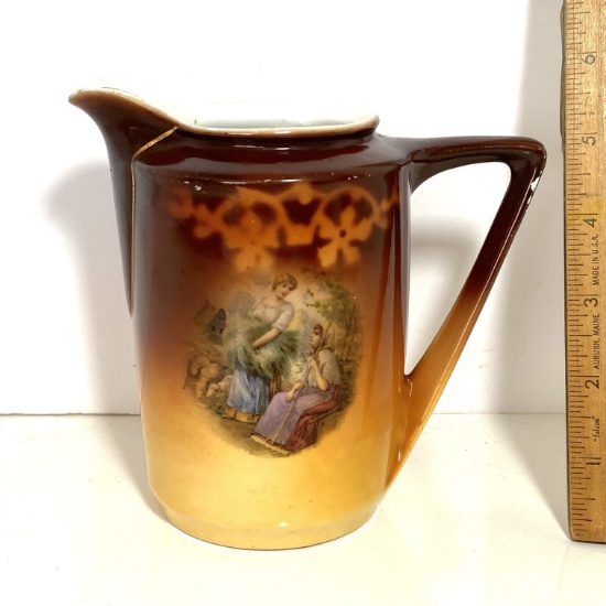 Vintage Pitcher with Victorian Scene