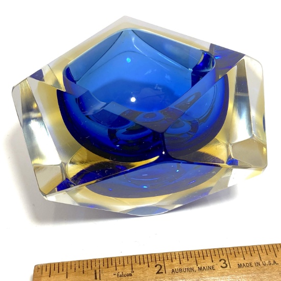 Pretty Art Glass Cobalt Ashtray