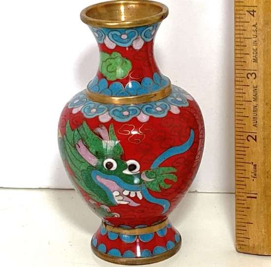 Small Oriental Cloisonne' Dragon Vase