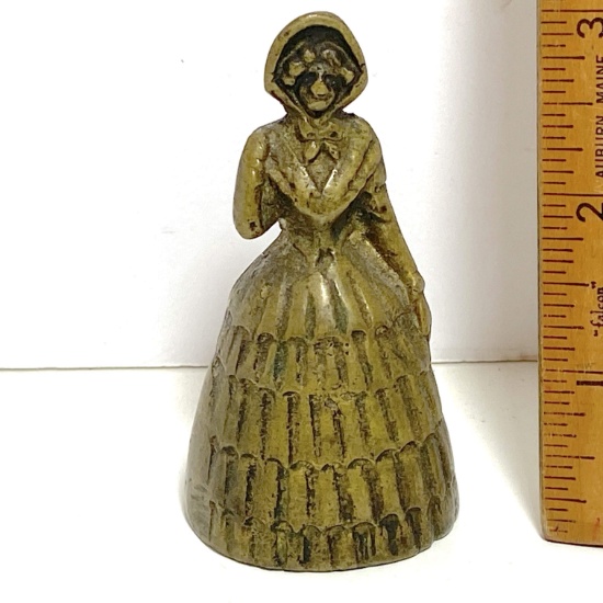 Vintage Brass Victorian Woman Bell with Clapper Feet