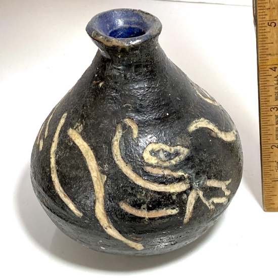 Early Clay Etched Bud Vase