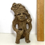 Carved Stone Native Figurine Holding Vessel