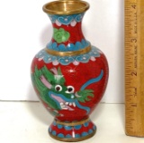 Small Oriental Cloisonne' Dragon Vase