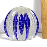 Vintage Monte Dunlavy Glass Paperweight with Cobalt Interior