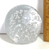 Clear Glass Paperweight Full of Bubbles