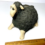 Pottery Sheep Coin Bank Signed on Chest