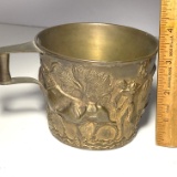 1940's Rare Brass Embossed Mug with Cattle Being Branded Scene