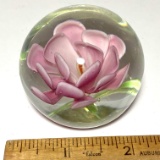 Nice Pink Flower Art Glass Paperweight