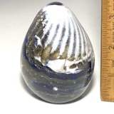 Egg Shaped Art Glass Paperweight Signed “HCL”