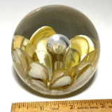 Large Art Glass Flower Paperweight