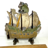 Cast Iron Ship Door Stop Signed on Back