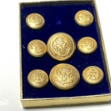 Set of Stanley Blacker Gold Tone Military Uniform Buttons with Anchor & Eagle