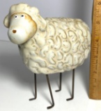 Adorable Pottery Sheep on Tall Metal Legs