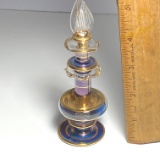 Pretty Egyptian Glass Perfume Bottle with Stopper