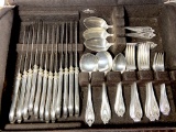 Vintage 1847 Rogers Bros. Flatware Set in Faux Alligator Case