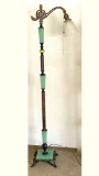 Beautiful Vintage Art Deco Floor Lamp with Jadeite Accent & Cast Iron Base