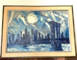 Impressive New York Scene Painting Signed “Robert Lebron”