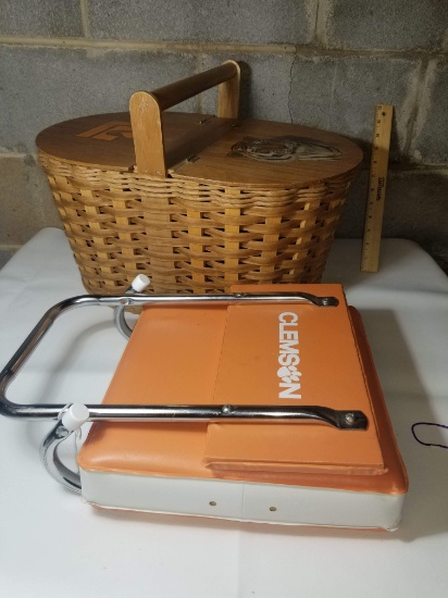 Clemson Picnic Basket and Stadium Seat