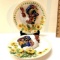 Set of 2 Vintage Majolica Decorative Rooster Plates