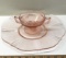 Pink Depression Glass Platter and Pink Dessert Fruit Dish with Handles