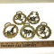 5 Antique Brass Horse Harness Medallion Bridle Ornaments