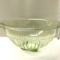 Large 10 1/2 Vaseline Ribbed Glass Depression Bowl