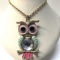 Multi Colored Owl Pendant on Gold Tone Chain