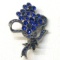 Navy Blue Flower Bouquet Brooch