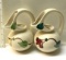 Pair of Floral Pottery Water Pitchers Signed on Bottom