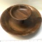 Heavy Walnut Tiered Serving Trayl with Dip Bowl