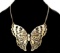 Unique Vintage Gold Tone Butterfly Bib Necklace