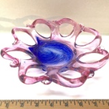 Vintage Pink And Blue Swirl Open Lace Dish