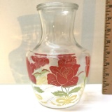 1950’s Rose Pattern Anchor Hocking Juice Carafe/Pitcher W/Glass Top