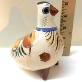 Mexican Tonala Painted And Signed Pottery Partridge Figurine