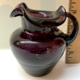 Small Unusual Hand Blown Purple Thumbprint Pattern Vase