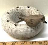 Handmade Bird Pottery Flower Frog