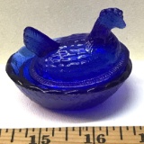 Vintage Cobalt Blue Miniature Hen on a Nest