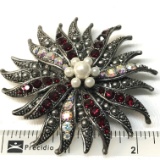 Large Fiery Broach Pendant with Ruby Red and Carnival Settings