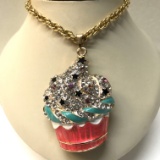 Unusual Fiery Large Cupcake Pendant