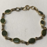 12k Gold Filled Green Jade Bracelet