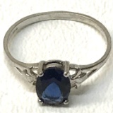 Sterling Silver Ring with Dark Blue Stone